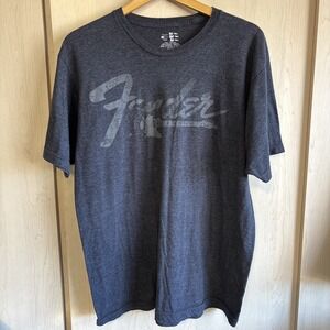 Fender Distressed Faded Logo Graphic T Shirt Dark Gray Mens XL Guitar Band
